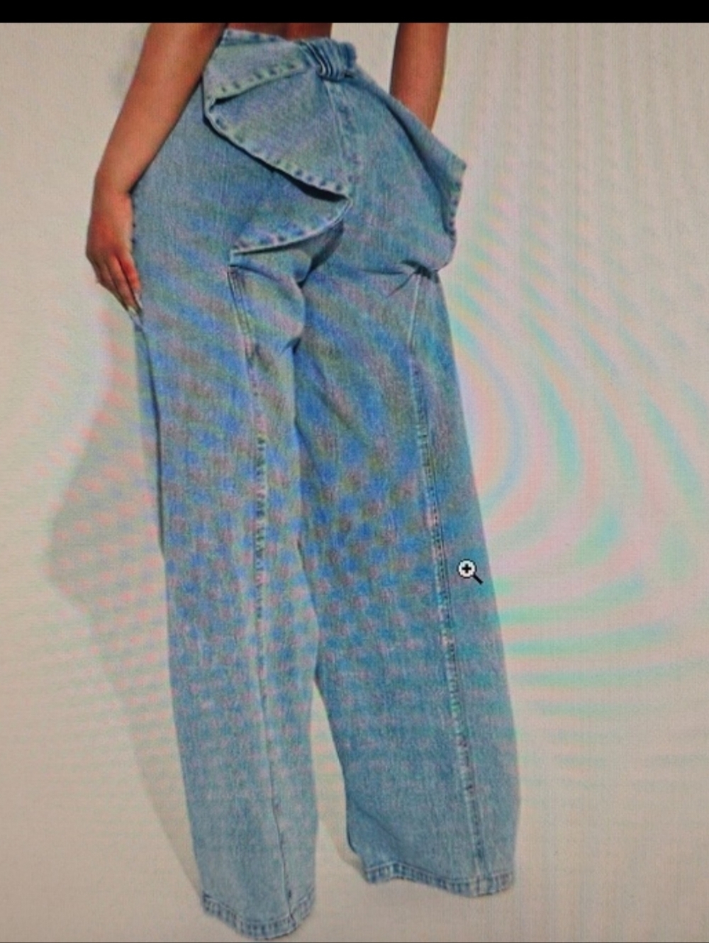 Light Blue Wide-Leg Women’s Jeans.Bow In The Back